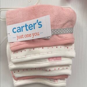 Carter's Pink and White Baby Washcloths
